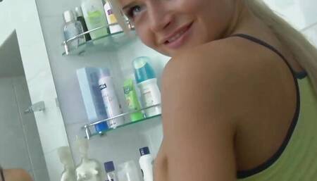 Amazing blonde German teen gets fucked in the bathroom
