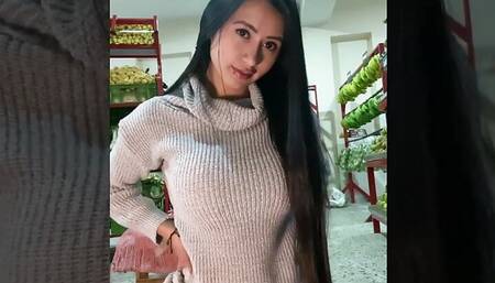 Cam girl Live Masturbating Public Market Fruits Vegetables