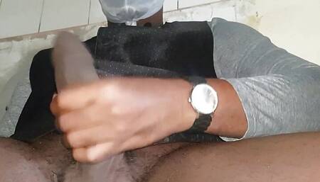 Daddy Jerking off Big Black Dick talking  and moaning