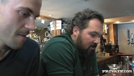 Alice has plenty of tattoos and attitude as she fucks a bar load of men