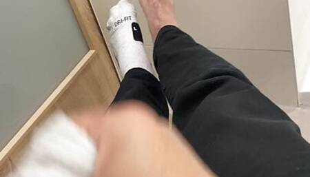 boy is shooting his load on nike elite socks