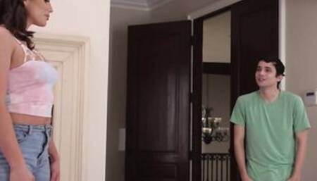 Dark Hair cougar Mandy Waters takes cock from son's flirty friend