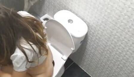 My sisterinlaw walks in the restroom when she wakes up and doesn't realize I'm spying on her. I finally get to view her great booty and now I want to