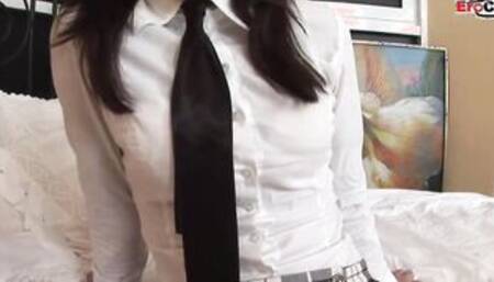 18yo dark hair College snatch with mouth booty nailed before the mouth jizzed