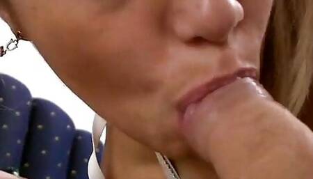 Cute babe Katrin sucks dick and gets fucked to a hot cum shot