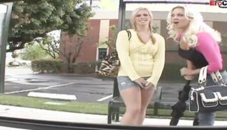 Blonde lesbians pounded! her pussies with a sex vibrator to the orgasm