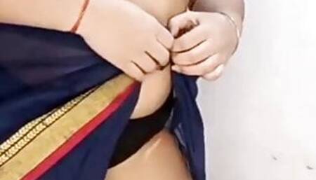 Desi Indian aunty showing undergarments on the camera