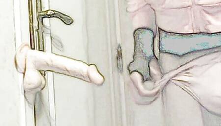 sissy dildo on wall tease