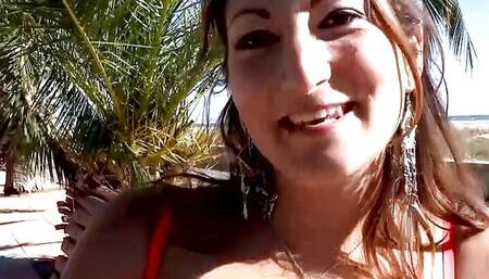 Natural titted German babe gets a big load of cum on her face