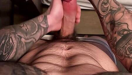 POV Of Jakipz Stroking His Huge Cock And Cumming In White Underwear