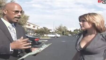 Natural tits bimbos fucks with a long ebony penis during the roleplay