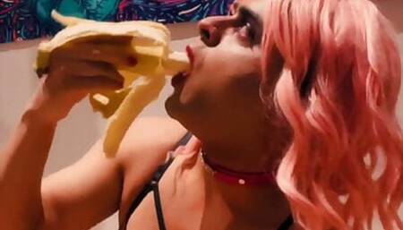 Sissy Sweet banana deepthroat training!