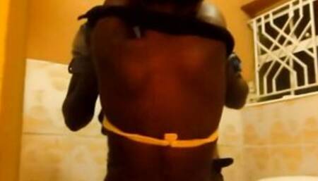 Petite Black Crackhead On Her Knees Sucking Fat Black Cock!