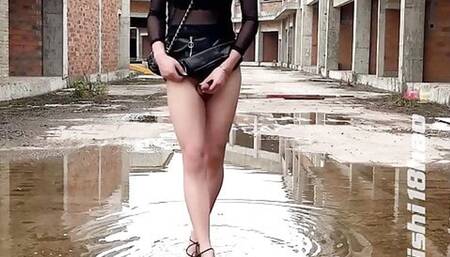 crossdresser wet her high heels