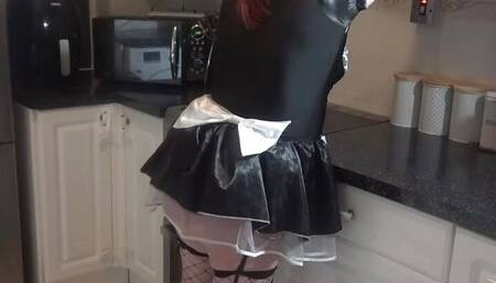 french maid showing off her ass