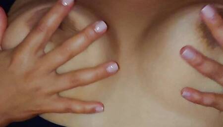 Giving M a creampie while she plays with her gorgeous tits