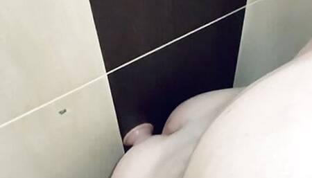 Smooth Bubble Ass Dildo Play After Shower