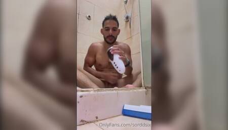 Shower with pussy toy