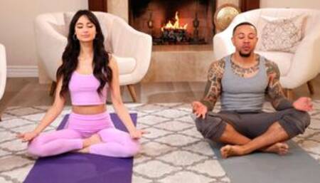 Cali Teen Does Some Snatch Stretching with Her Black Yoga Instructor's Root Chakra