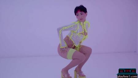 Neon lingerie looks hot on latina MILF