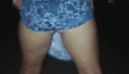Sexy MILF piss on public road at night