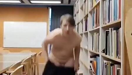 Teen almost caught in library  while masturbste