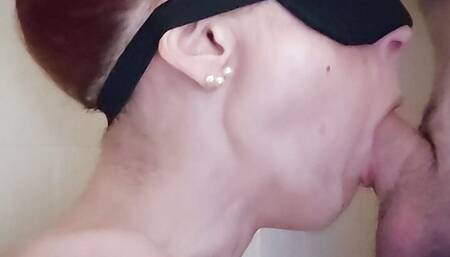 Slave suck deep in the bath