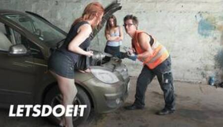 Redhead Slut Eva Berger Pays Mechanic With Cock Sucking And Hardcore Sex - LETSDOEIT