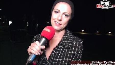 Real outdoor flashing street casting with unknown people