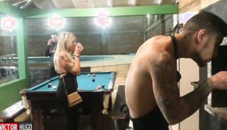 Older inked woman giving her booty to my friend