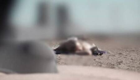 Bulge cock flash on beach - outside flashing