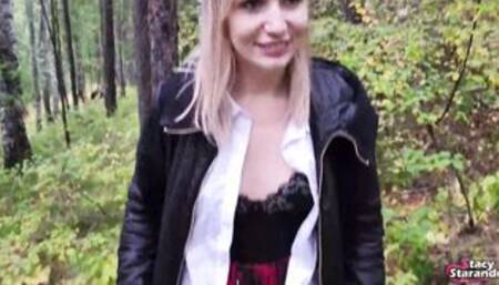 Walking with my stepsister inside the forest park. Sex blog,