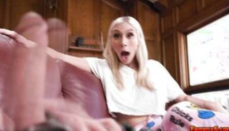 Blonde Kay Lovely Taking Stepbrother's Huge Cock