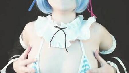 Maid cunt with mouth Rem from Re Zero is missing and plays double sex toy - Cosplay Spooky Boogie