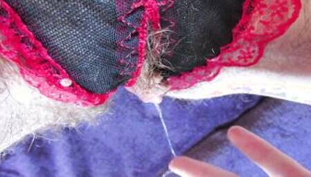 Orgasm inside underwear huge clitoris unshaved cunt closeup