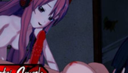 Chelsea licks pussy before getting strapon fucked by Akame - Akame Ga Hentai