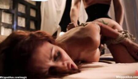 Hot ginger slave caned and banged