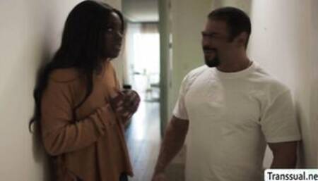 Slut TS blonde butt fucked by guy roommate