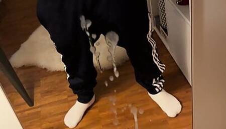 Daddy explodes in front of a mirror