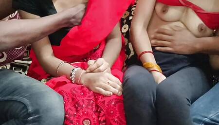 Geeta Ne Apni Saheli Sonu Ko Apne Boyfriends Se Chudya, Foursome Swap Sex In Hindi