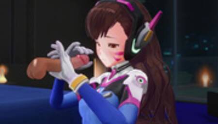 3D HENTAI D.VA jerks off your cock in the penthouse