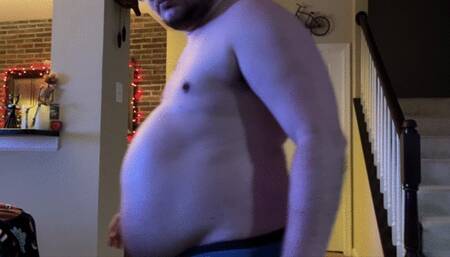 Trying Outgrown Clothes on a Full Belly