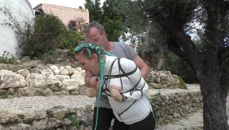 Xtremely Tight Cruel Predicament Bondage Walk Training in a public Park for Rija Mae - Part 1 mp4 HD
