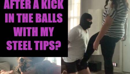 STEEL TOE BOOTS VS BALLS! CAN HE STILL CUM?