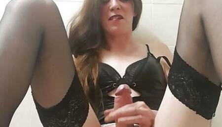 Rochelle masturbates while riding a dildo squirting loads of cum
