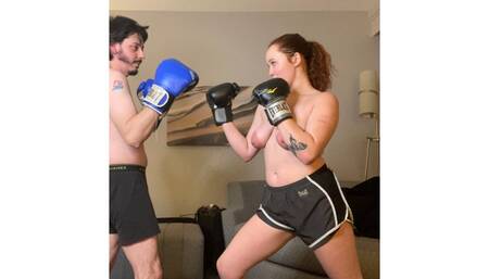 Sassy vs Mario: topless boxing