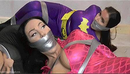 Scarlett, Mila & Courtney in: Tightly BatWrapped & Kickin' - Beyond the SteamRoom & Concealed Within the AnteChamber of Awe! (WMV)