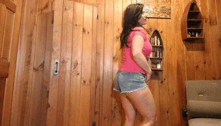 submissive stepmom gives bj in polo shirt