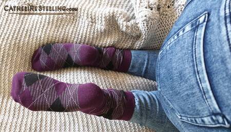 Getting Off on My Purple Argyle Socked Feet -  Point-of-View Voyeur Foot Fingering Fun! A Custom Request! Video #0046 SD Version