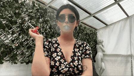 Casual smoking and human ashtray POV with Mistress Glamorous